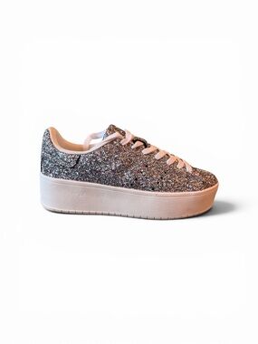 J. Adams Hero Silver Glitter Platform Sneaker